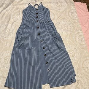 Japna Blue Striped Button-Down Dress